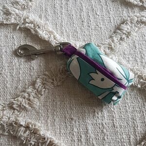 Turqoise Green Floral Doggy DO Doggy Poo Bag Blue Pouch Zero Waste Handmade